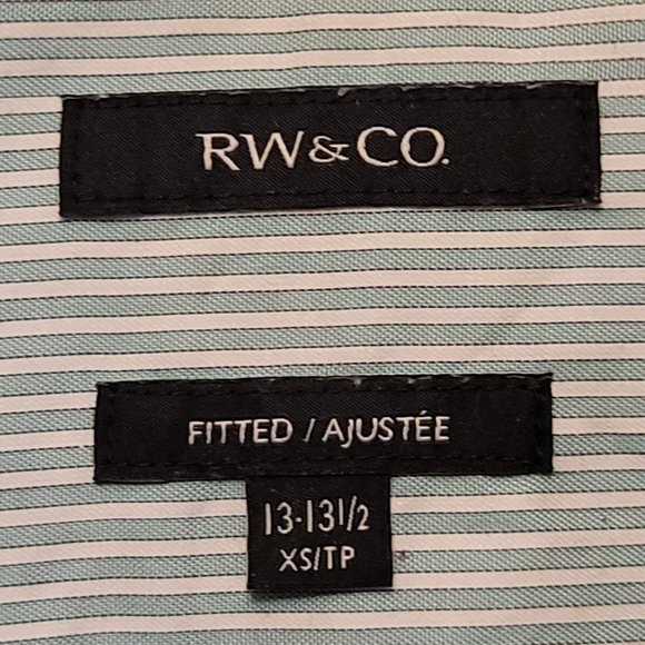 💖2 for $30!💖  RW&CO. Green and White Stripe Button Up Collar Shirt - Picture 6 of 8